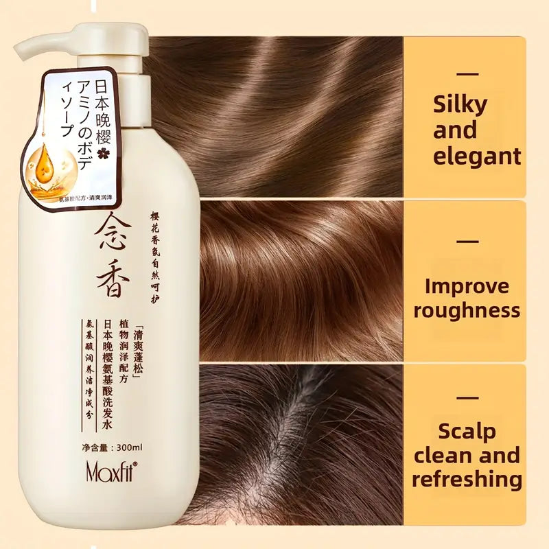 2pcs Sakura Japanese Hair Growth Conditioning Maxfit Cherry Blossom Amino Acid Shampoo – 300ml - a set of 1 Shampoo + 1 Conditioner