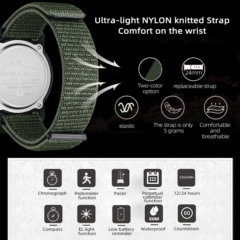 NORTH EDGE ALPS Men's Digital Carbon fiber Watch.