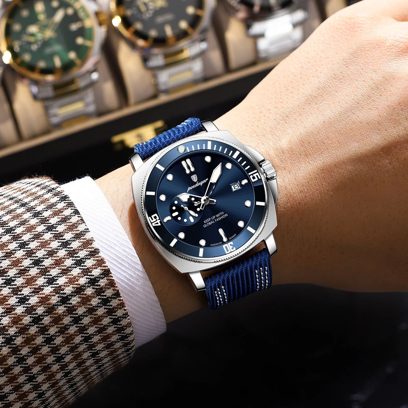 POEDAGAR Waterproof Date Sports Watch For Men