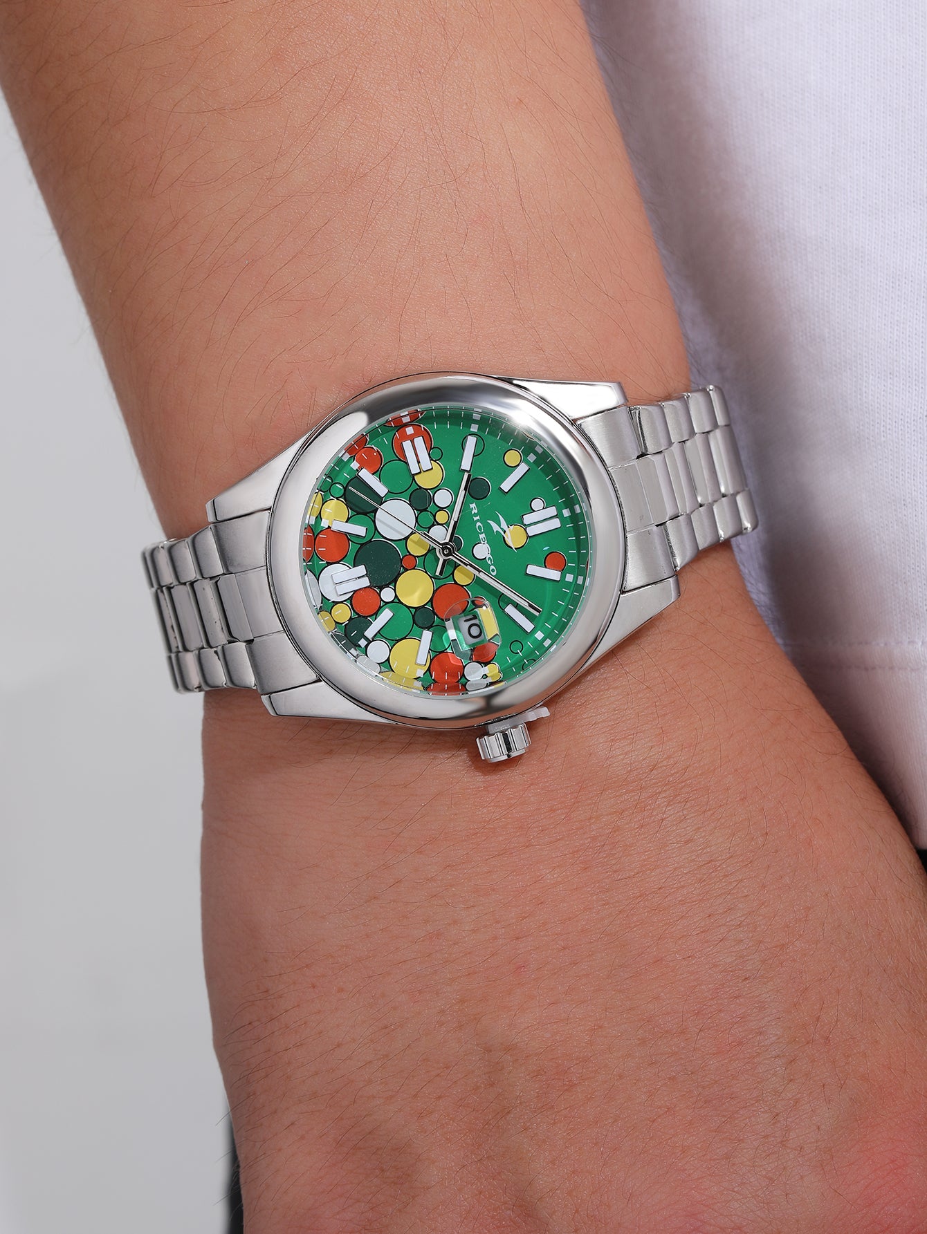 Vibrant Multi color Dial Stainless Steel Wristwatch