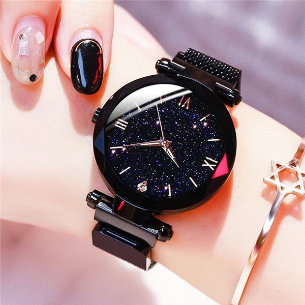 Starry sky watches for women, magnetic buckle quartz watch