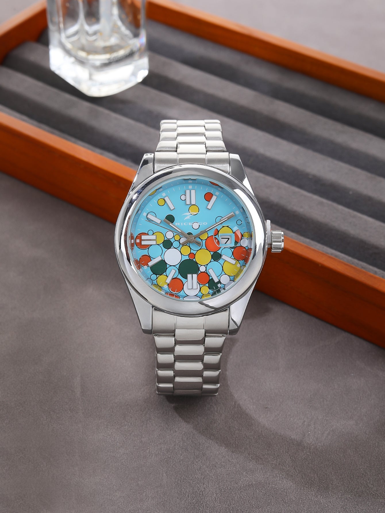 Vibrant Multi color Dial Stainless Steel Wristwatch