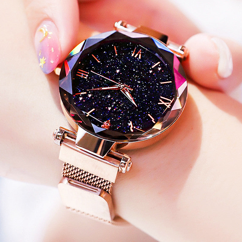Starry sky watches for women, magnetic buckle quartz watch