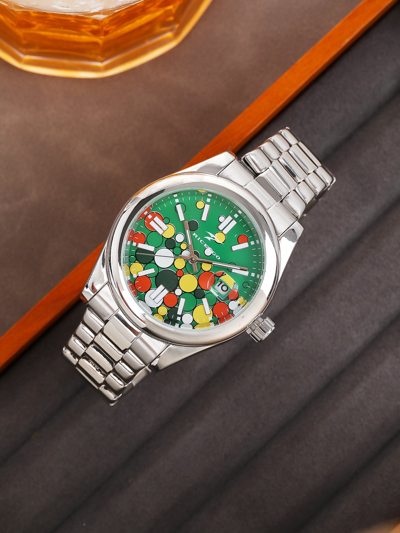 Vibrant Multi color Dial Stainless Steel Wristwatch