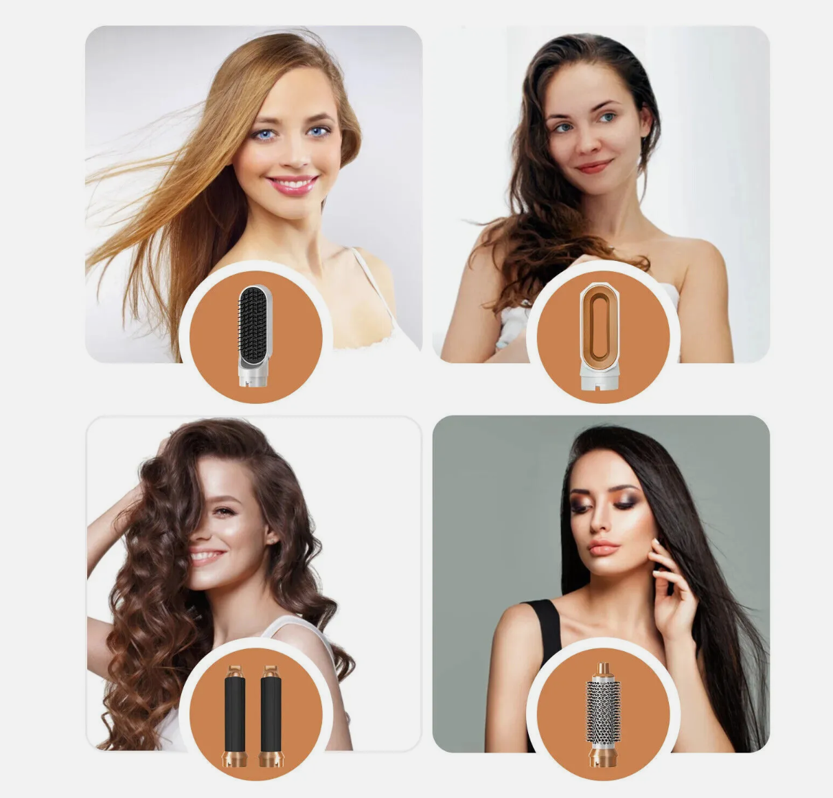 5 in 1 Air Styler 1000W Hair Styling Tool with 5 Interchangeable Barrel Dryer Straightener Curler Beauty Comb Brush