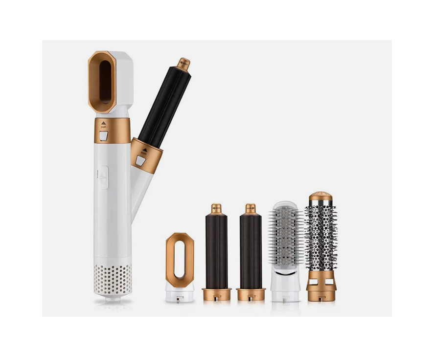 5 in 1 Air Styler 1000W Hair Styling Tool with 5 Interchangeable Barrel Dryer Straightener Curler Beauty Comb Brush