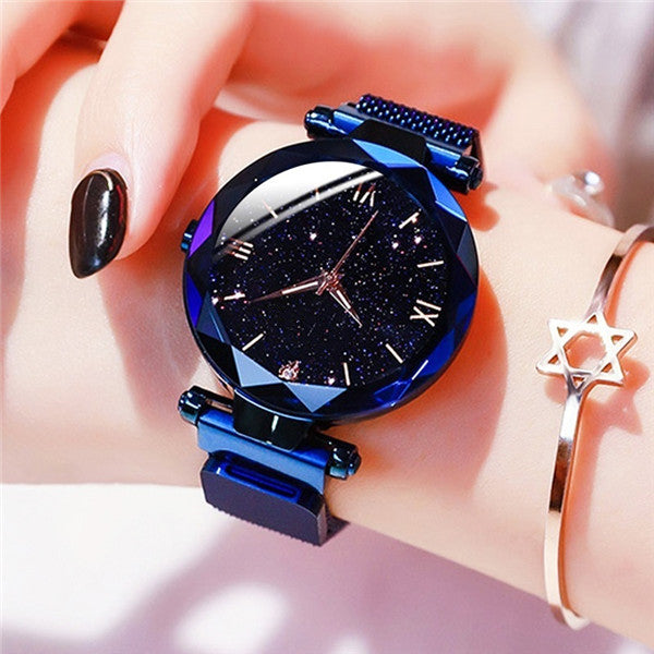 Starry sky watches for women, magnetic buckle quartz watch