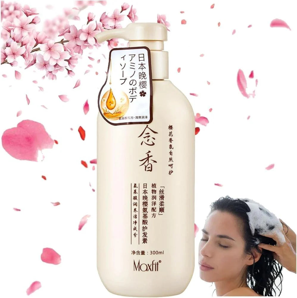 2pcs Sakura Japanese Hair Growth Conditioning Maxfit Cherry Blossom Amino Acid Shampoo – 300ml - a set of 1 Shampoo + 1 Conditioner