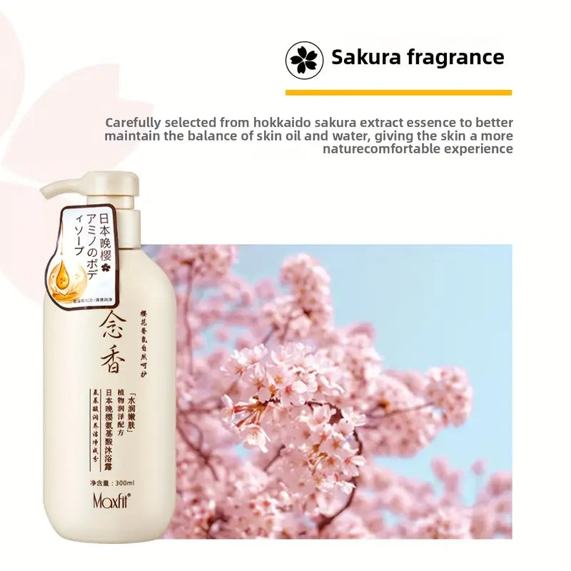 2pcs Sakura Japanese Hair Growth Conditioning Maxfit Cherry Blossom Amino Acid Shampoo – 300ml - a set of 1 Shampoo + 1 Conditioner