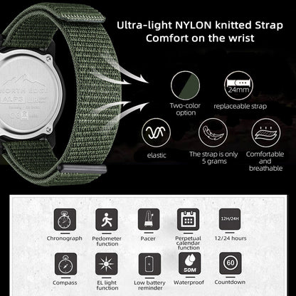 NORTH EDGE ALPS Men's Digital Carbon fiber Watch.