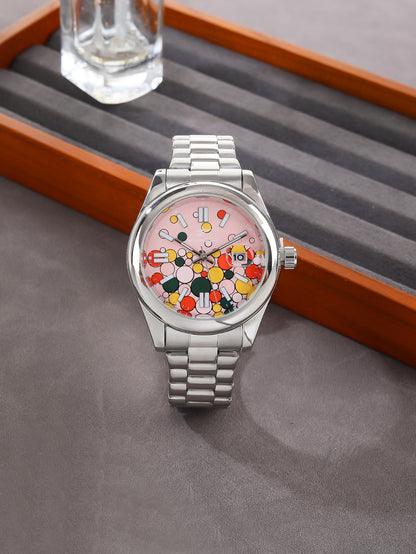 Vibrant Multi color Dial Stainless Steel Wristwatch