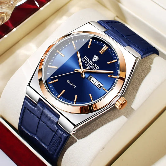 BINBOND Classic Quartz Watch with Day-Date Display