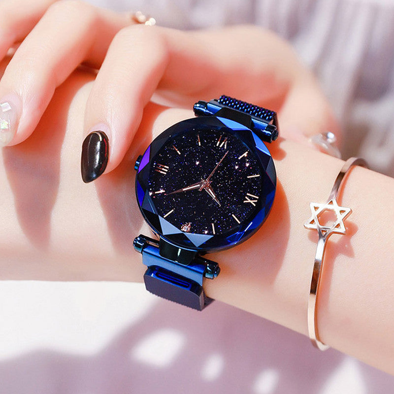 Starry sky watches for women, magnetic buckle quartz watch