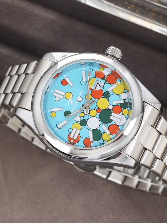 Vibrant Multi color Dial Stainless Steel Wristwatch
