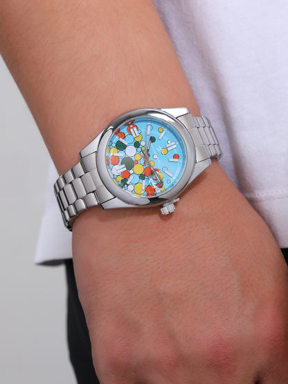 Vibrant Multi color Dial Stainless Steel Wristwatch