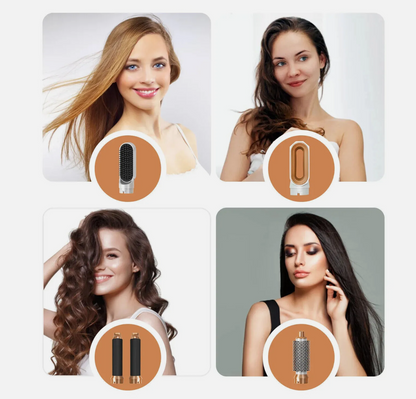 5 in 1 Air Styler 1000W Hair Styling Tool with 5 Interchangeable Barrel Dryer Straightener Curler Beauty Comb Brush