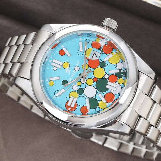 Vibrant Multi color Dial Stainless Steel Wristwatch