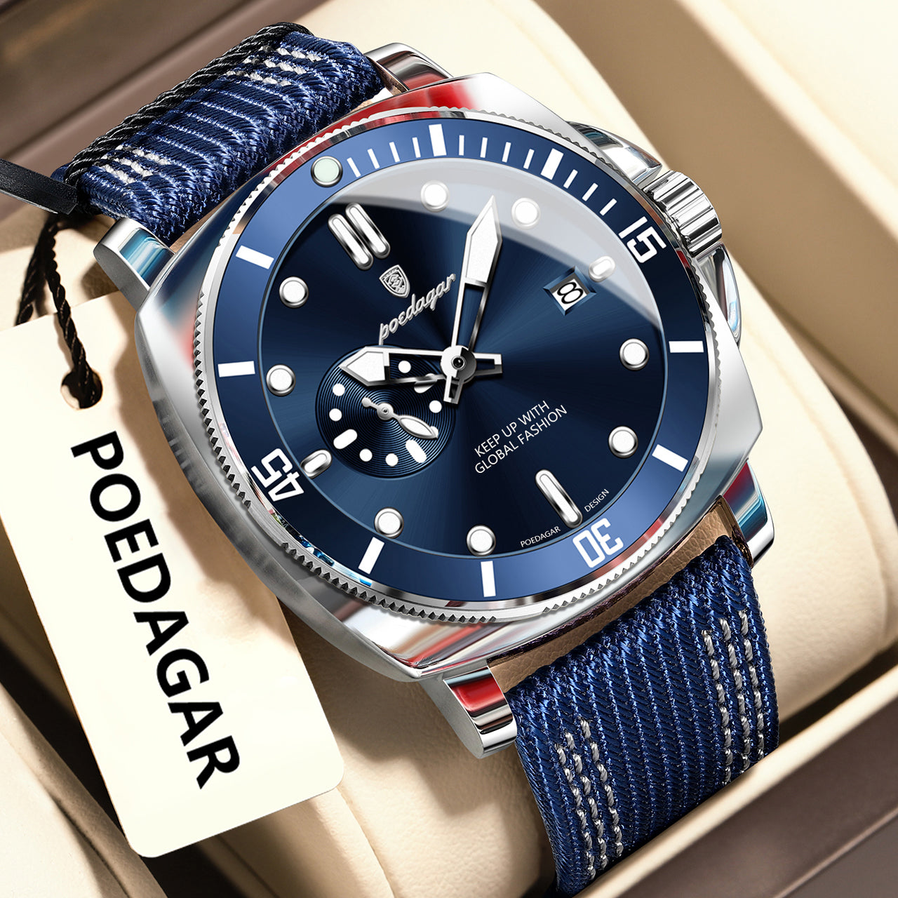 POEDAGAR Waterproof Date Sports Watch For Men