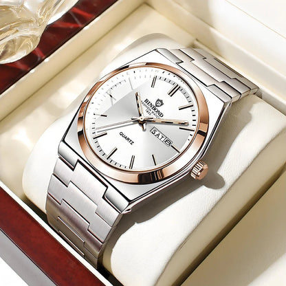 BINBOND Classic Quartz Watch with Day-Date Display