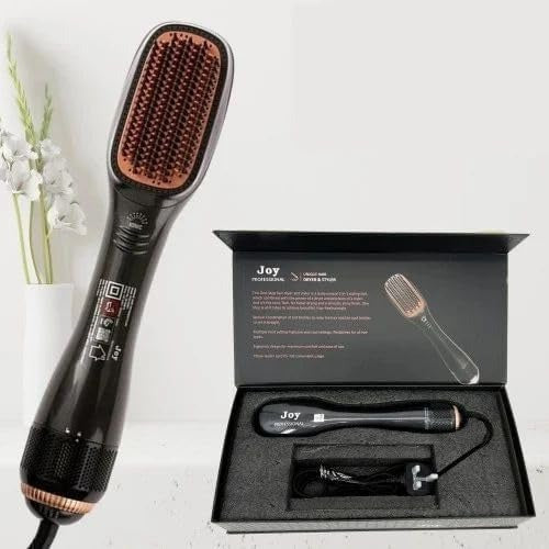 2-in-1 Hot Air Brush with Detachable Comb - Multifunctional Hair Dryer & Iron, Wet/Dry Use, Softens Hair, Gentle on Curly Hair, 1000W, 220-240V, European Plug, Blow Drying Hair Brush